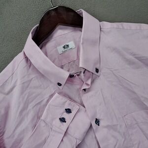 Mens Oxxford Clothes Pink Button Down Long Sleeve Dress Shirt Size XL